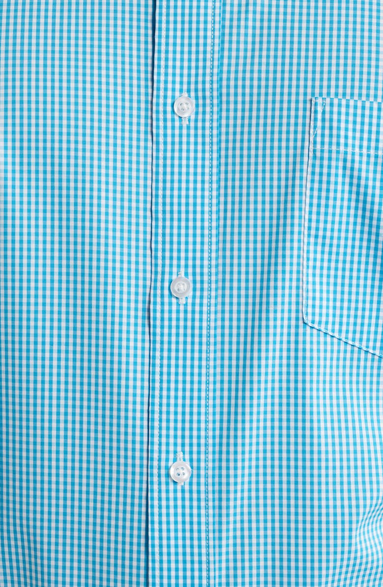 Roffe Accessories Eagle Regular Fit Teal Gingham Check Cotton Button-Down Oxford Shirt, Alternate, color, 