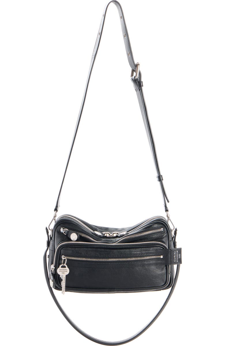 Acne Studios Small Camero Leather Shoulder Bag, Alternate, color, Black