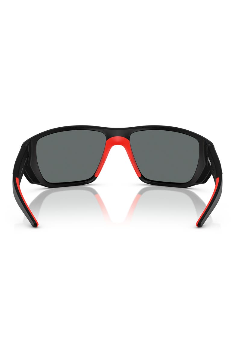 61mm Polarized Rectangular Sunglasses, Alternate, color, MATTE BLACK