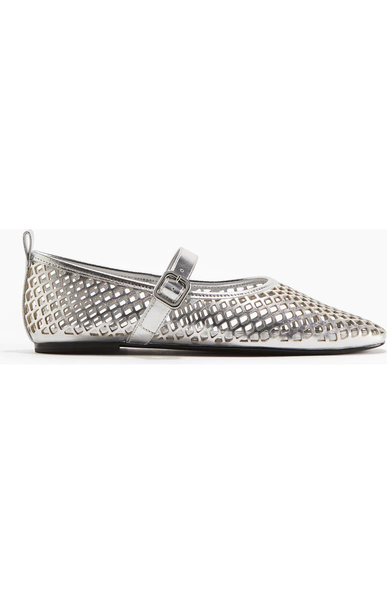 H&M Perforated Mary Jane Ballet Pumps, Alternate, color, Silver-Colored