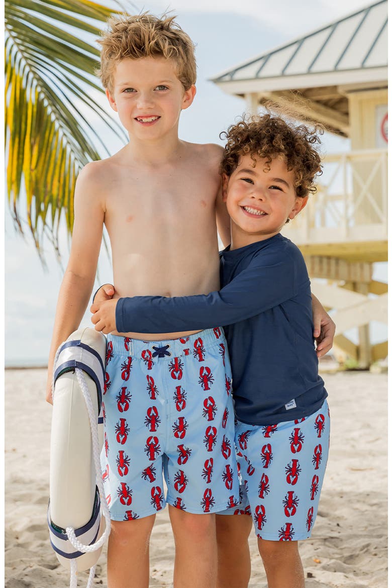 Kids' My Little Lobster Print Swim Trunks, Alternate, color, MY LITTLE LOBSTER