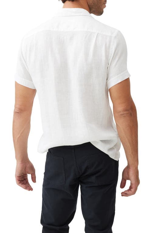 Rodd & Gunn Palm Beach Sports Fit Short Sleeve Linen Button-up Shirt In Snow