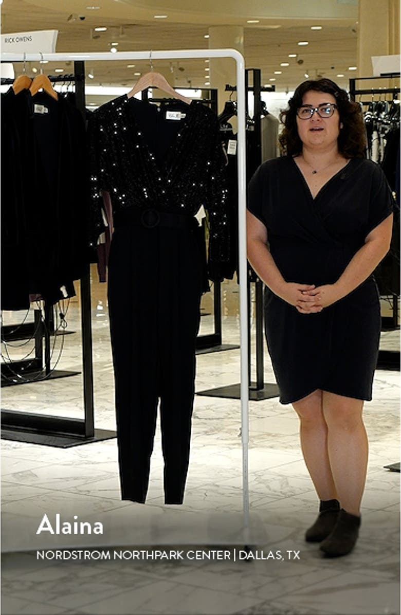 Sequin Bodice Mixed Media Jumpsuit, sales video thumbnail