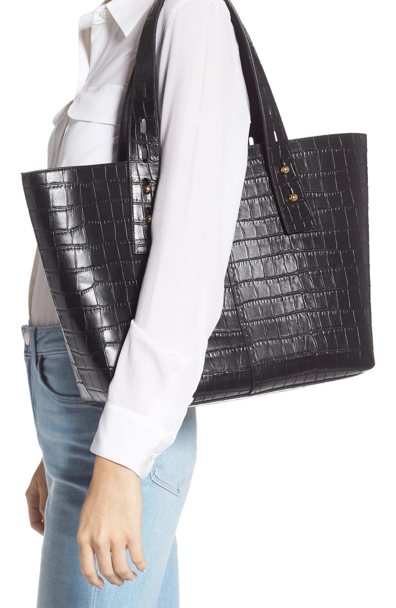 FRAME Les Second Medium Embossed Leather Tote, Alternate, color,