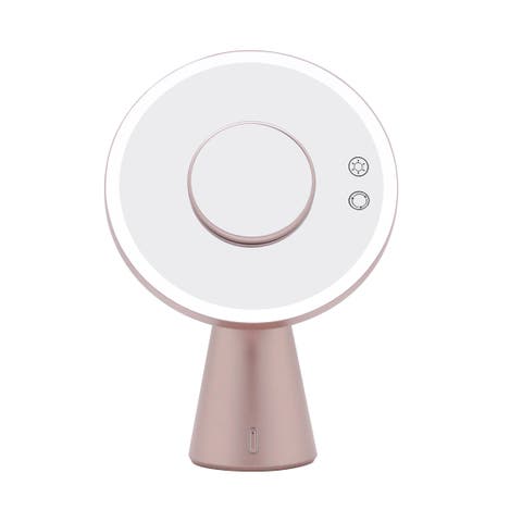 Luna 9" Led Makeup Mirror With Bluetooth Speaker And Night Lamp