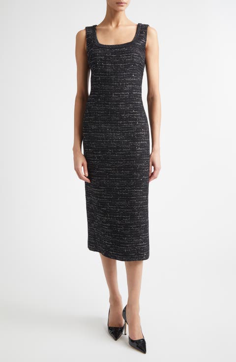 Cannes Tweed Sleeveless Midi Dress
