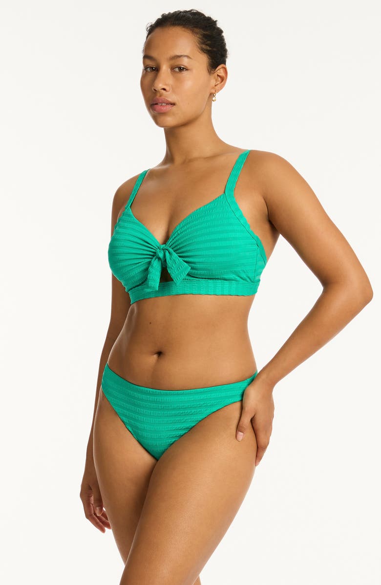 Sea Level Capri Tie Front DD- & E-Cup Bikini Top, Alternate, color, Evergreen