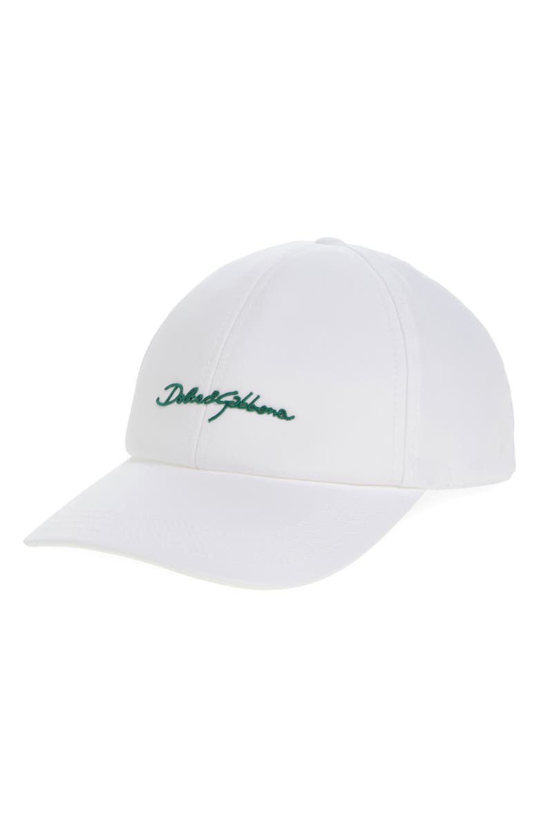Dolce&Gabbana Logo Cotton Drill Baseball Cap, Main, color, Bianco Ottico