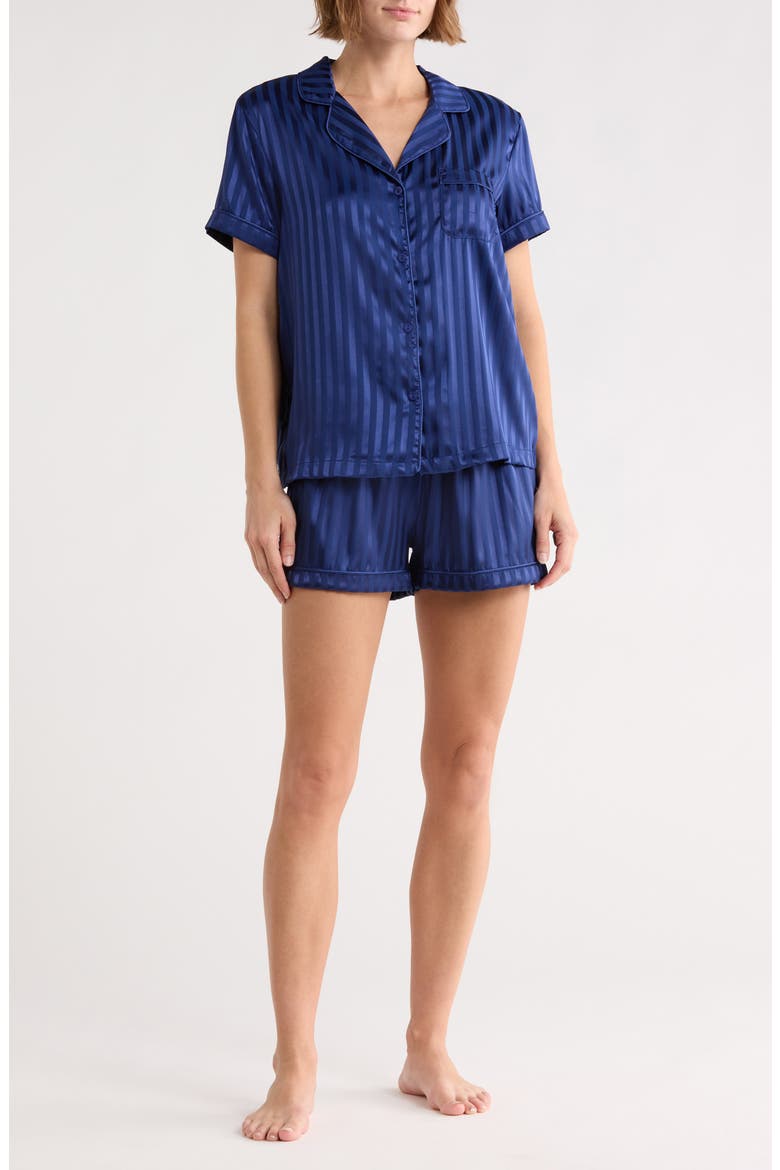 Dixie Stripe Satin Shorts Pajamas, Main, color, SHADOW STRIPE NAVY