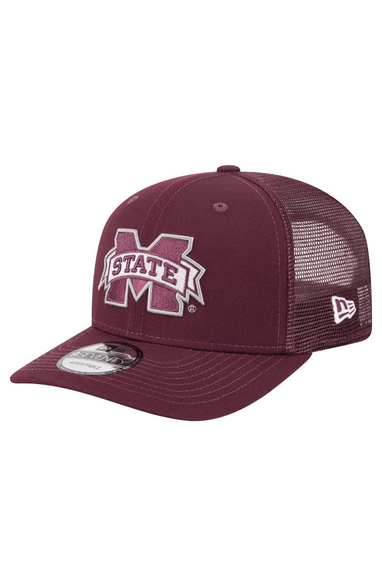 New Era Men's New Era Maroon Mississippi State Bulldogs Primary 9SEVENTY Trucker Stretch-Snap Hat, Main, color, Maroon