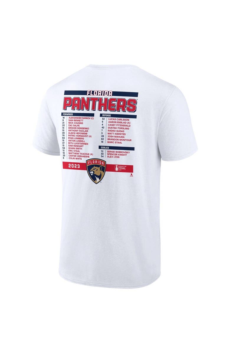 FANATICS Men's Fanatics Branded White Florida Panthers 2023 Stanley Cup Final Roster T-Shirt, Alternate, color,