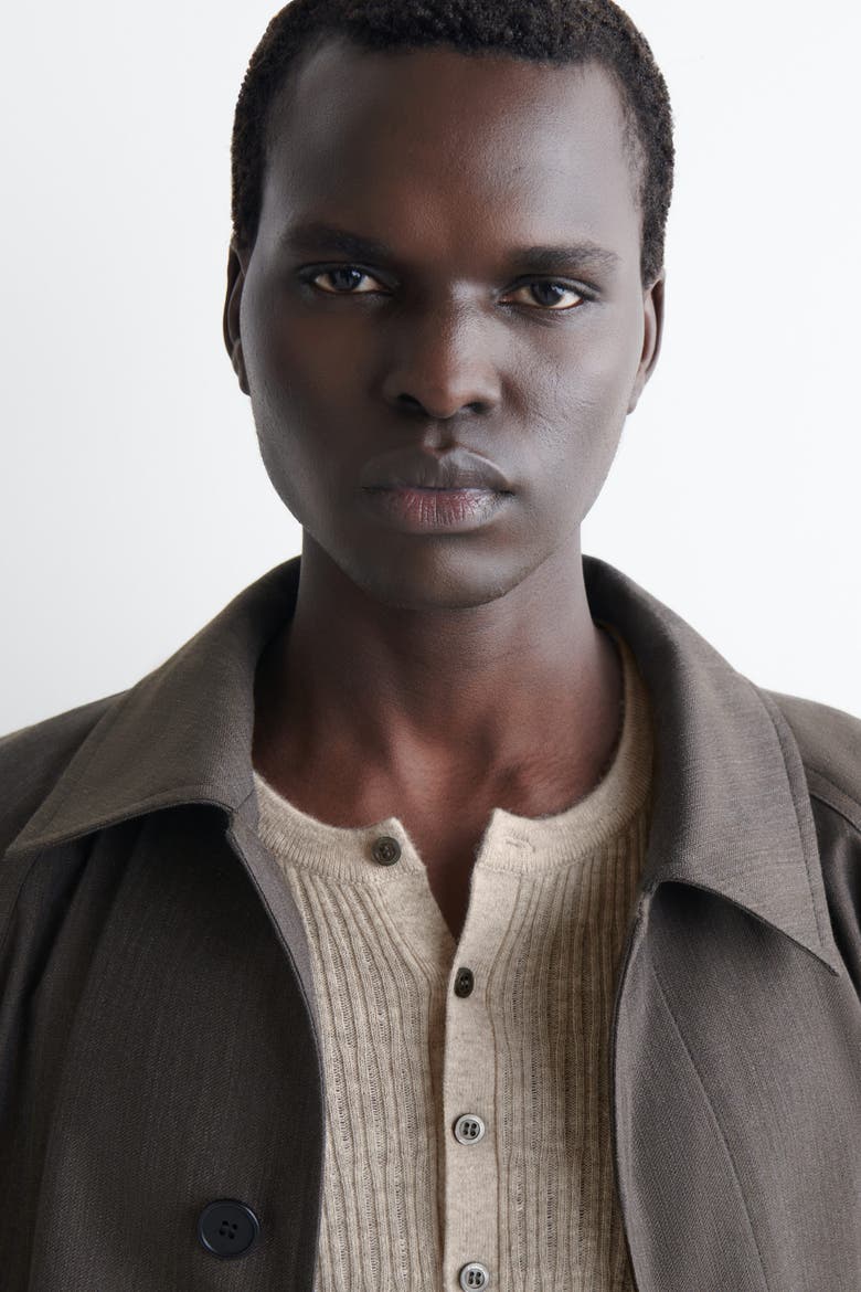 Cashmere-linen Henley T-shirt, Alternate, color, BEIGE MÉLANGE