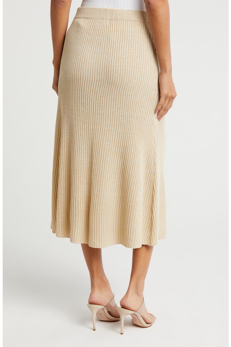 Ribbed A-Line Sweater Skirt, Alternate, color, KHAKI GOLD
