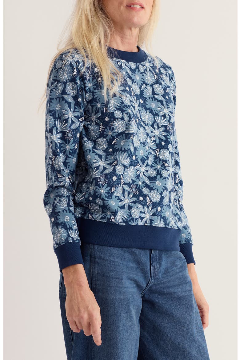 Bright Wave Organic Cotton Sweatshirt, Alternate, color, SKETCHBOOK BLOOMS MARINE
