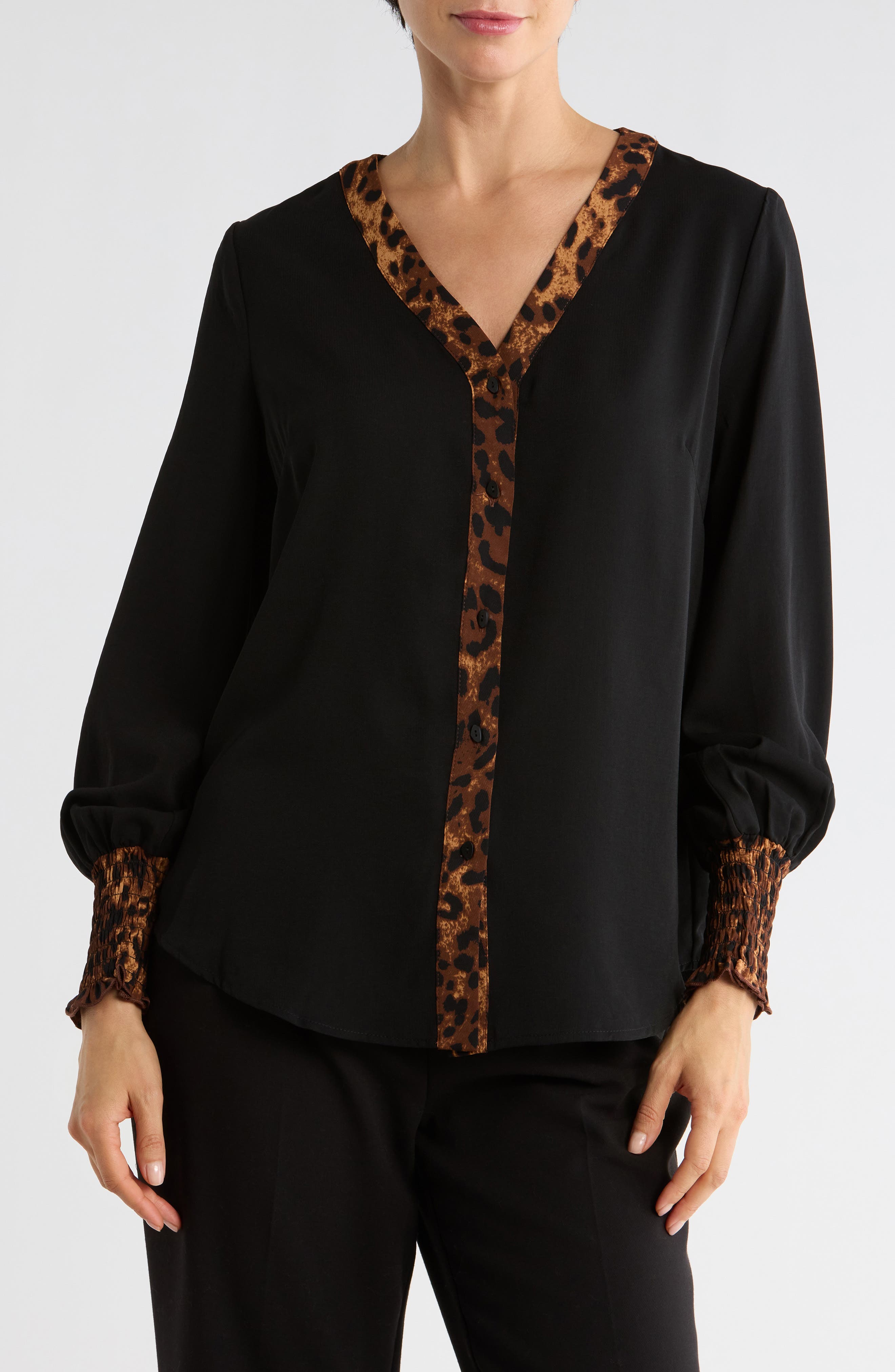 PATRIZIA LUCA Print Trim Button-Up Top