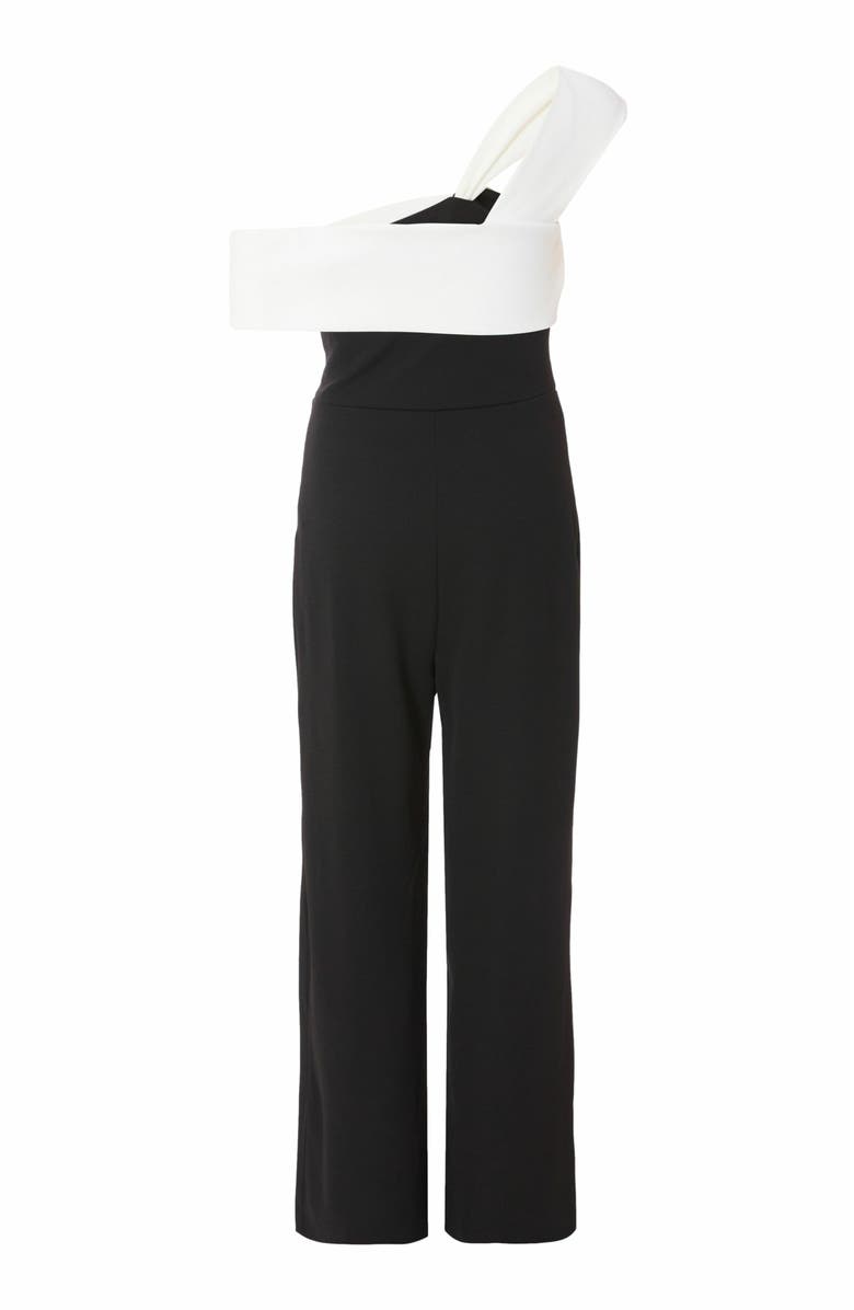 QUIZ Scuba Crepe Contrast Bardot Jumpsuit, Alternate, color, 