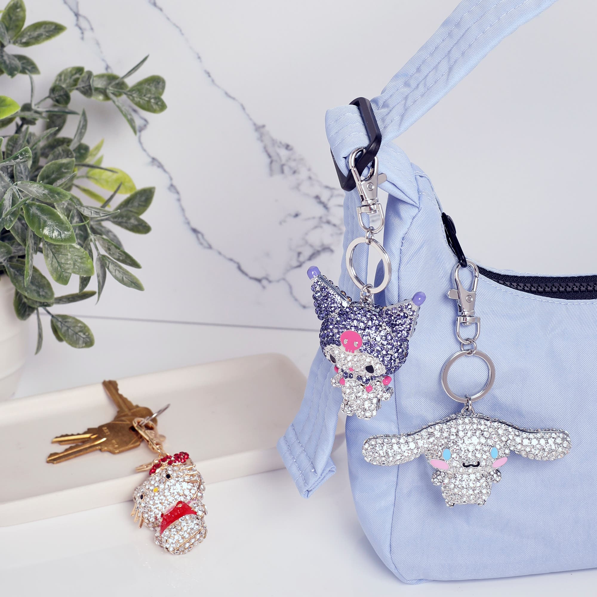 Hello Kitty Kuromi Crystal Keychain Bag Travel Charm, Alternate, color, 