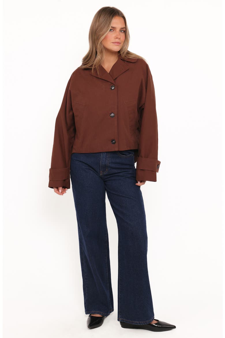 Notion Cotton Twill Crop Trench Coat, Alternate, color, ESPRESSO