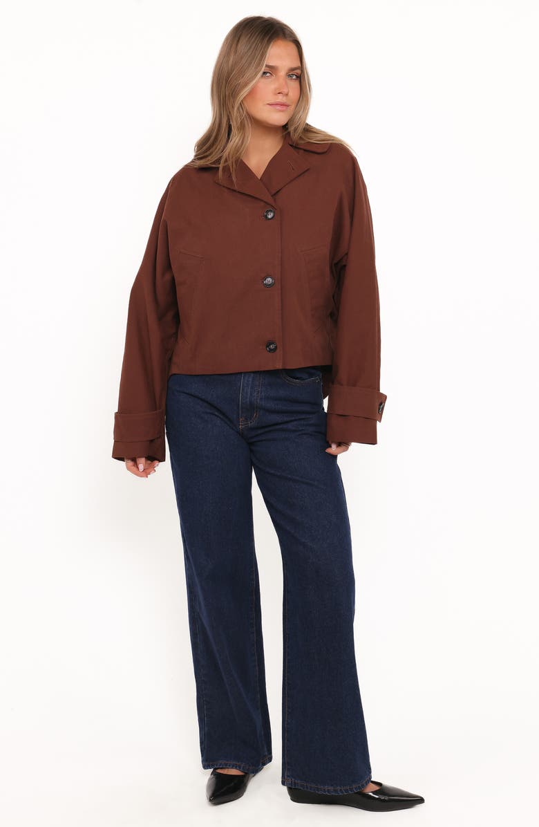 Petal & Pup Notion Cotton Twill Crop Trench Coat, Alternate, color, Espresso