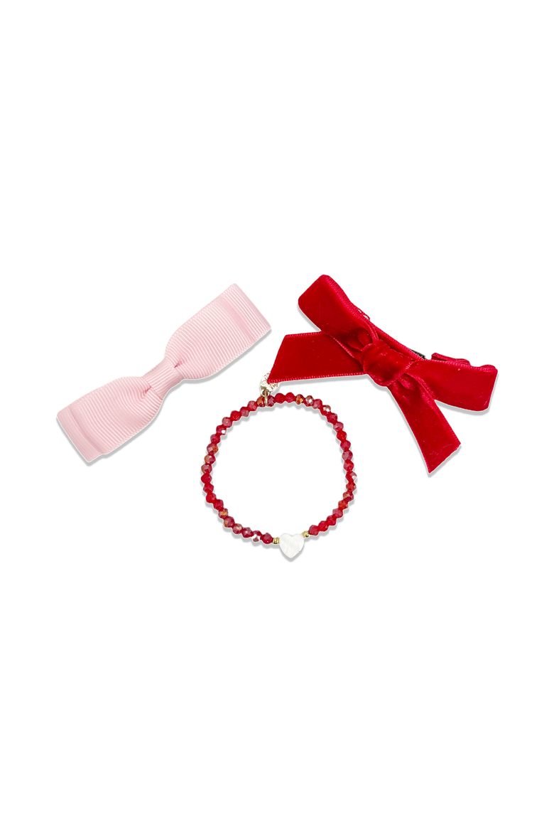 Christmas Tree Bows & Bracelet Gift Set, Alternate, color, Red