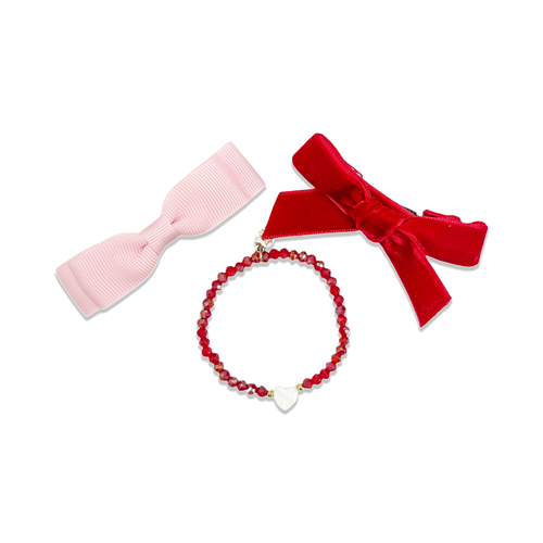 Bits & Bows Christmas Tree Bows & Bracelet Gift Set In Multi