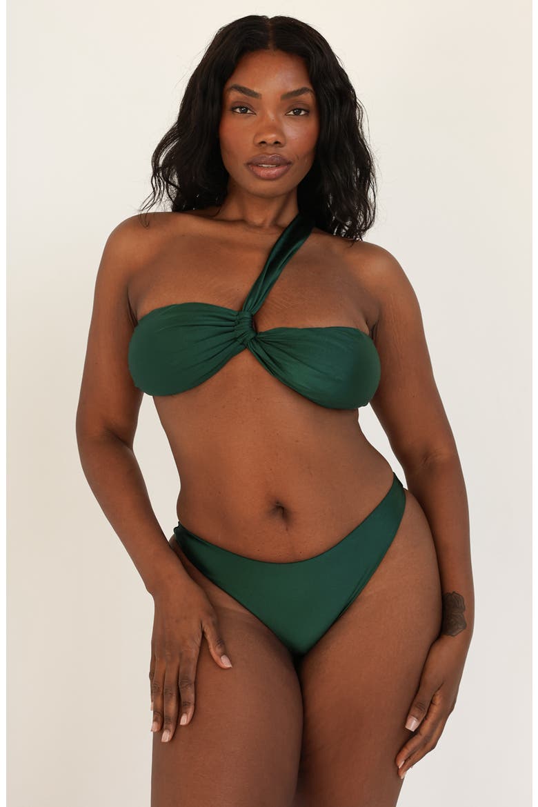 Frankie Asymmetrical Bandeau Bikini Top, Alternate, color, Hunter