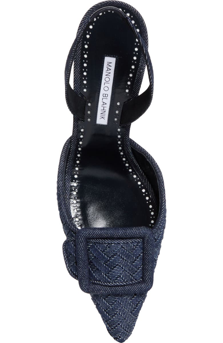Manolo Blahnik Maysli Pointed Toe Slingback Pump, Alternate, color, Dark Blue Chambray