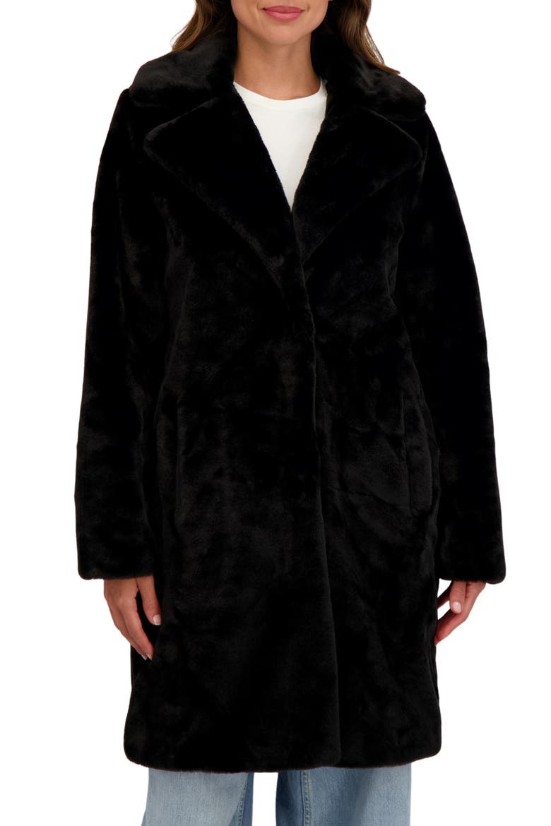 Cozy Faux Fur Coat, Main, color, BLACK