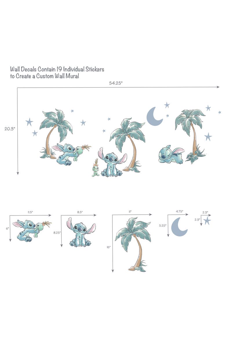 Bedtime Originals Disney Stitch Mural-Like Nursery Wall Decals / Stickers, Alternate, color, Blue