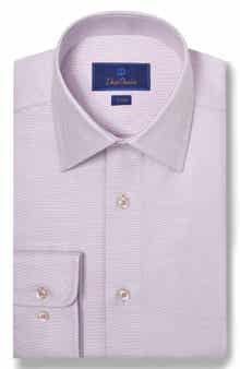 David Donahue Trim Fit Tic Herringbone Dress Shirt