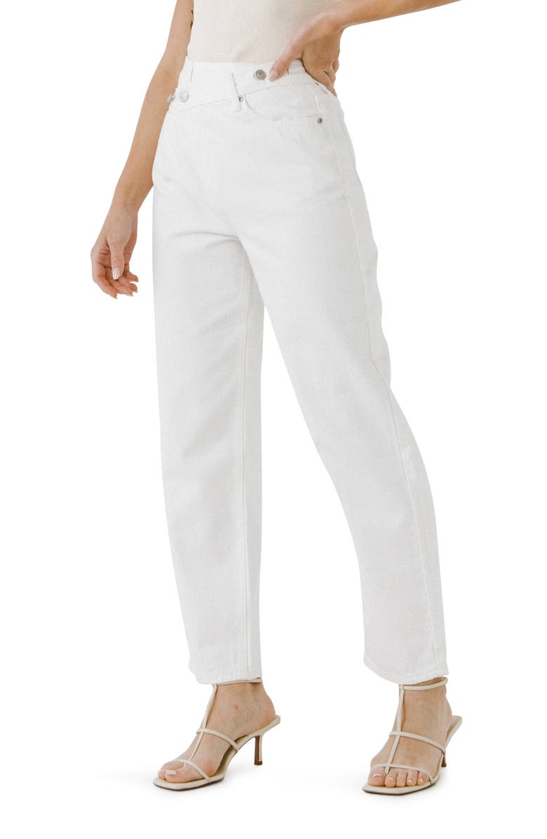 Grey Lab Asymmetric Wrap Ankle Straight Jeans, Alternate, color, White