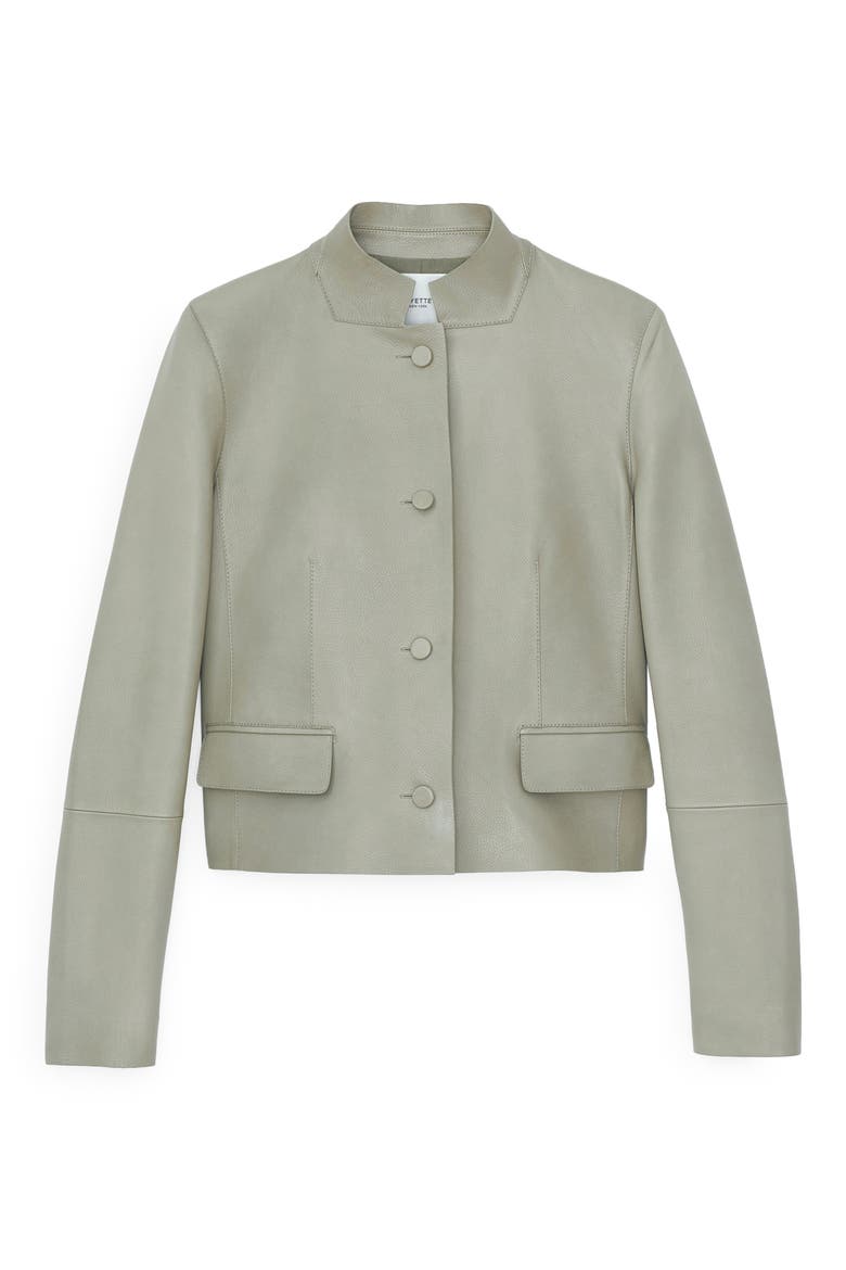 Lex Crop Leather Jacket, Alternate, color, GREEN CLAY
