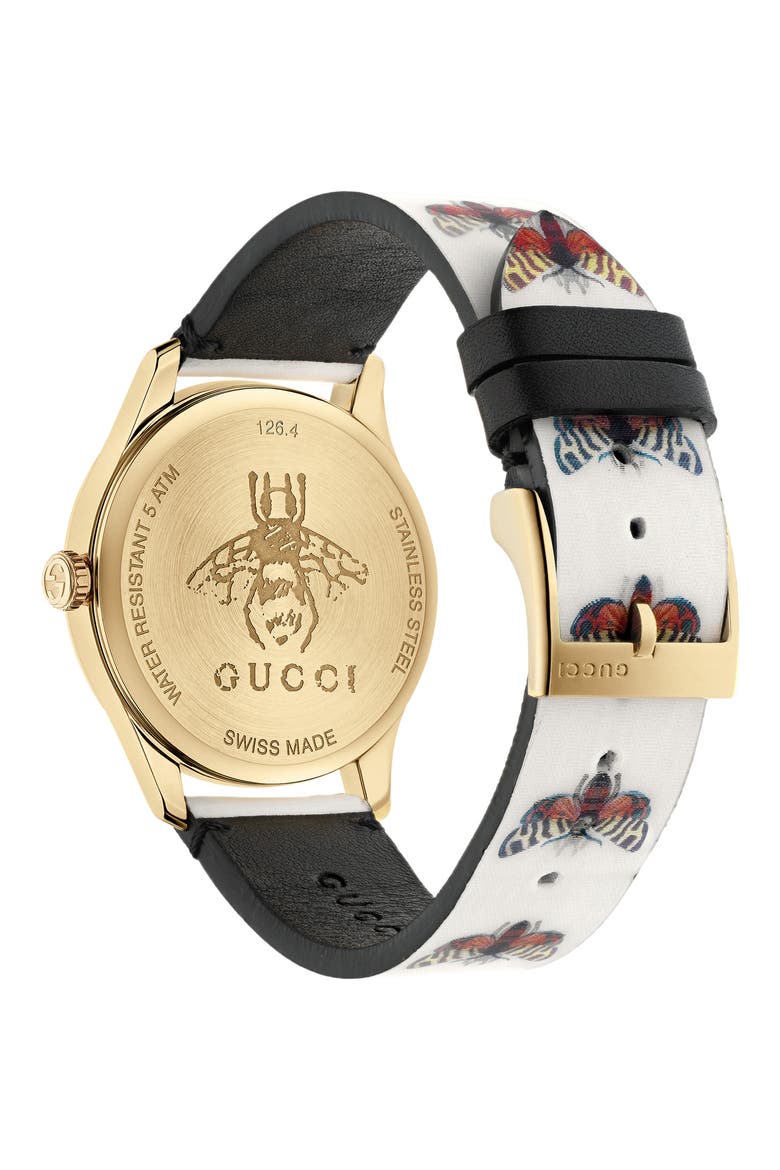 G-Timeless Holo Strap Watch, 38mm, Alternate, color, WHITE/ GOLD