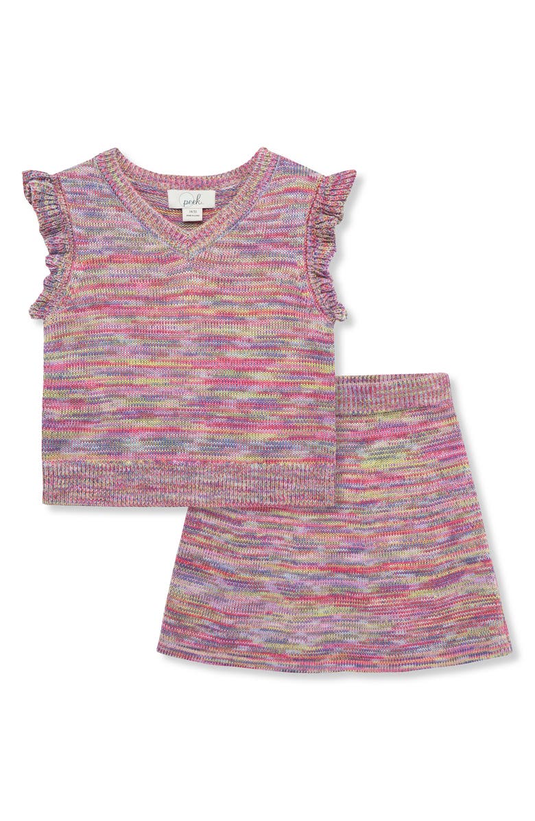 Peek Aren't You Curious Kids' Space Dye Sleeveless Sweater & Skirt Set, Main, color,