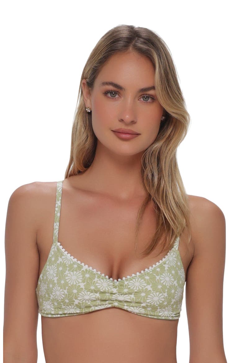 Pom Pom Sylvia Bralette Bikini Swimsuit Top, Alternate, color, Cactus Flower
