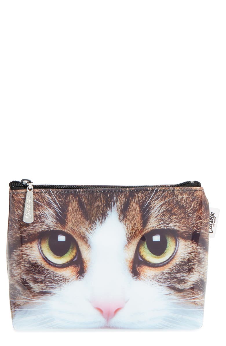 Catseye London 'Tabby Cat' Small Cosmetics Bag, Main, color,