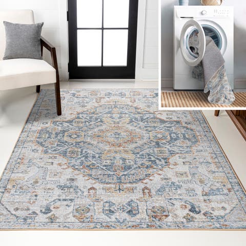 Shaemus Bohemian Medallion Low-Pile Machine-Washable Area Rug