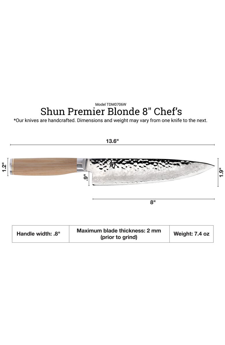 SHUN CUTLERY Premier 8-Inch Chef's Knife, Alternate, color,