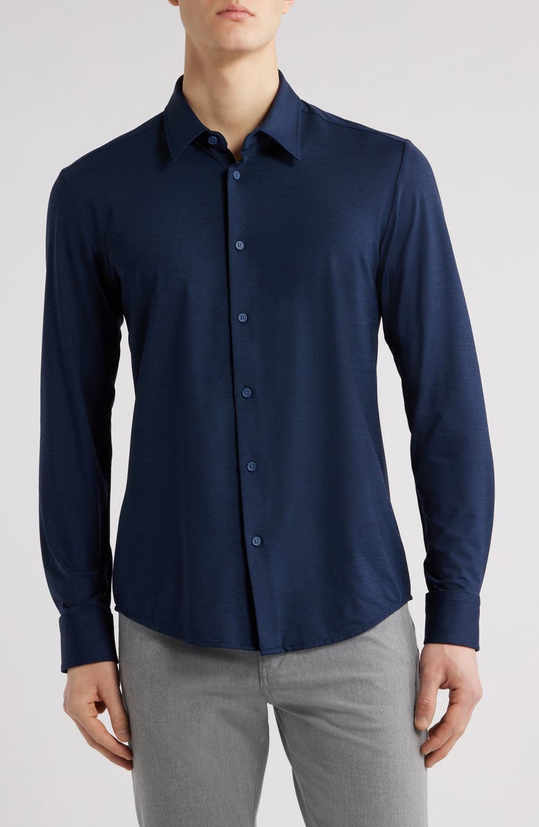 BOSS Roan Kent Knit Button-Up Shirt, Main, color,