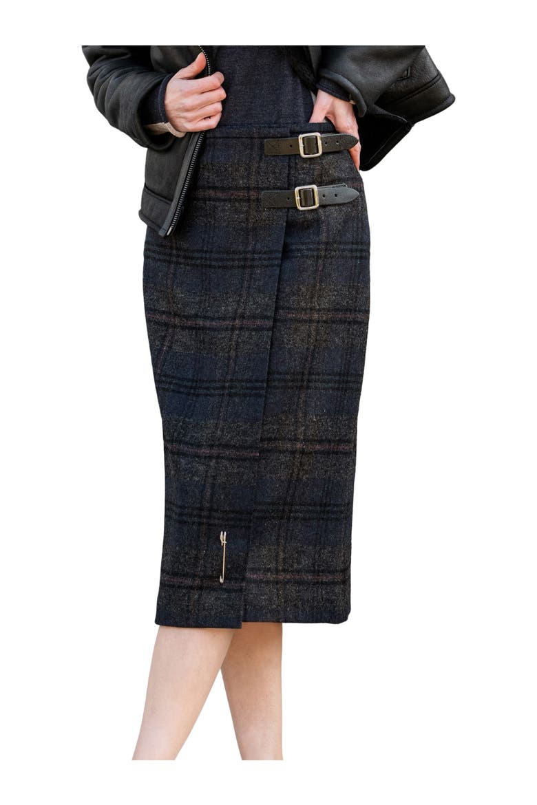 Midi Celt Kilt Plaid Skirt, Main, color, NAVY CHARCOAL TARTAN