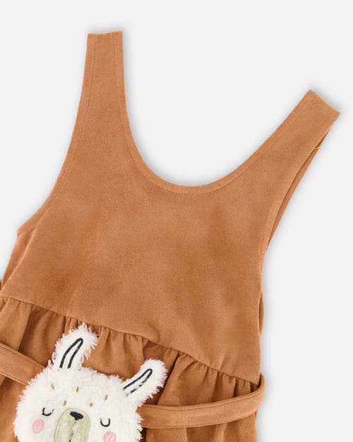 Deux Par Deux Stretch Suede Effect Jumper With Llama Bag In Brown