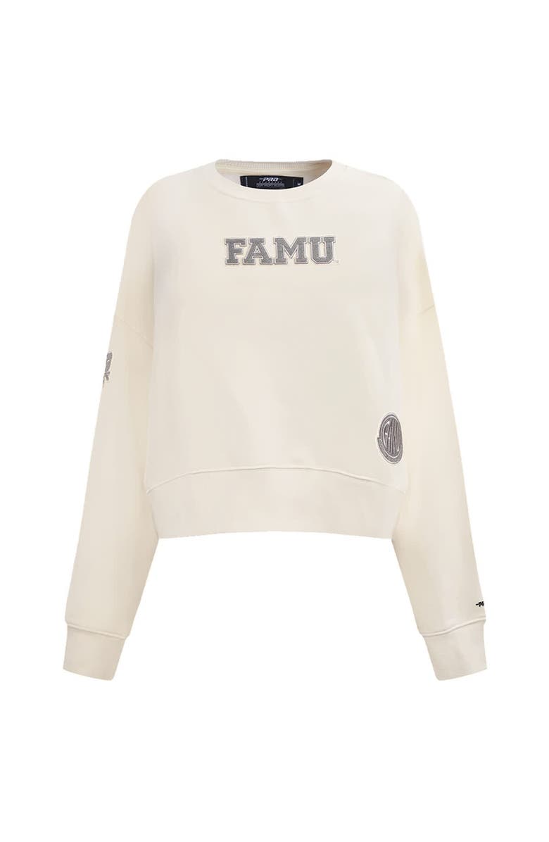 PRO STANDARD Women's Pro Standard Cream Florida A&M Rattlers French Terry Boxy Cropped Pullover Crewneck, Alternate, color, Cream