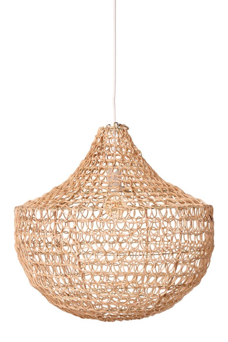 Santa Barbara Rattan Open Weave Pendant, Alternate, color, Natural