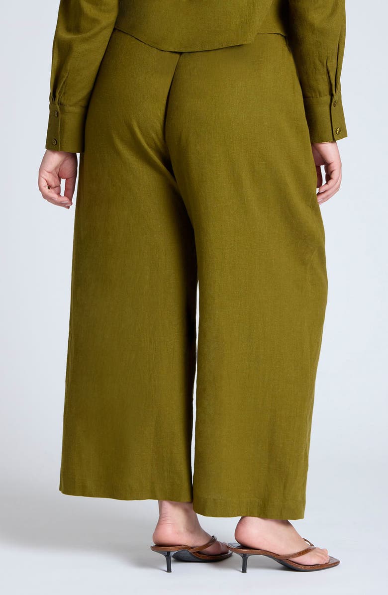 ELOQUII Wide Leg Crop Linen Blend Pants, Alternate, color, 