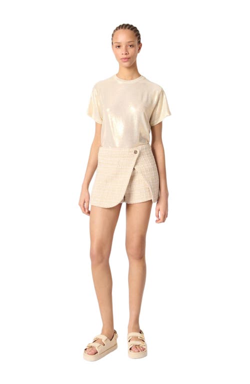 Shop Maje Layered Tweed Skort In Beige
