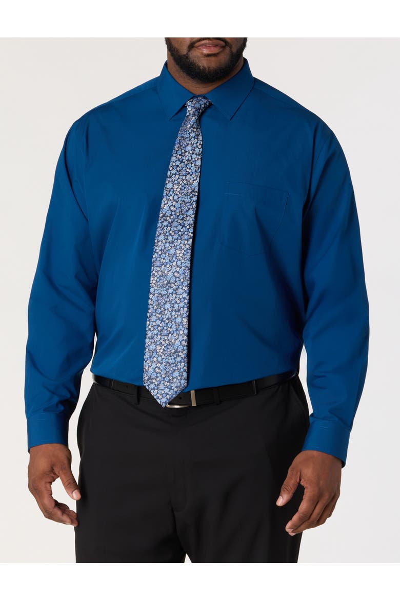 Big & Tall Performance Solid Dress Shirt, Main, color, POSEIDON