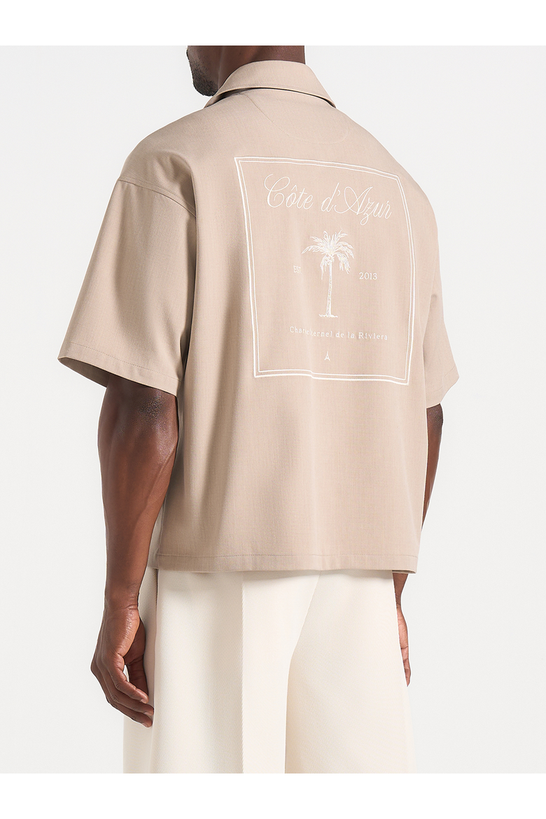 Alexis Unisex Cote d'Azur Boxy Shirt, Alternate, color, Taupe
