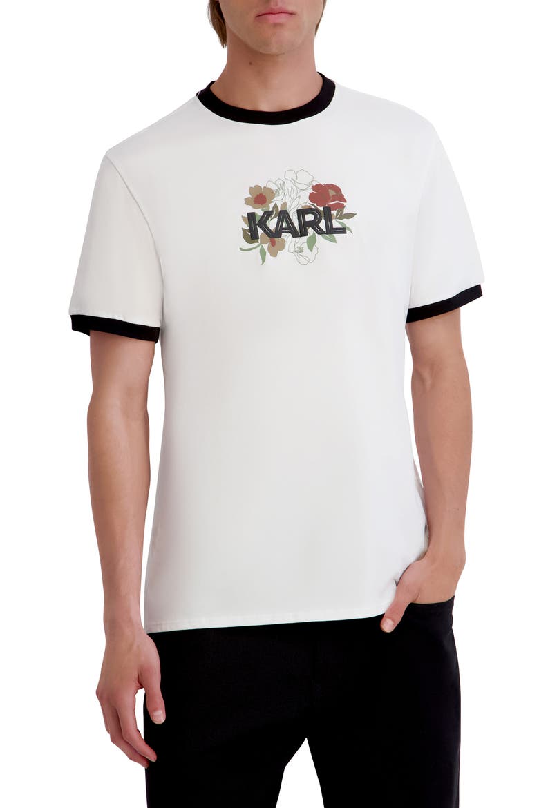 Floral Graphic Ringer T-shirt, Main, color, WHITE