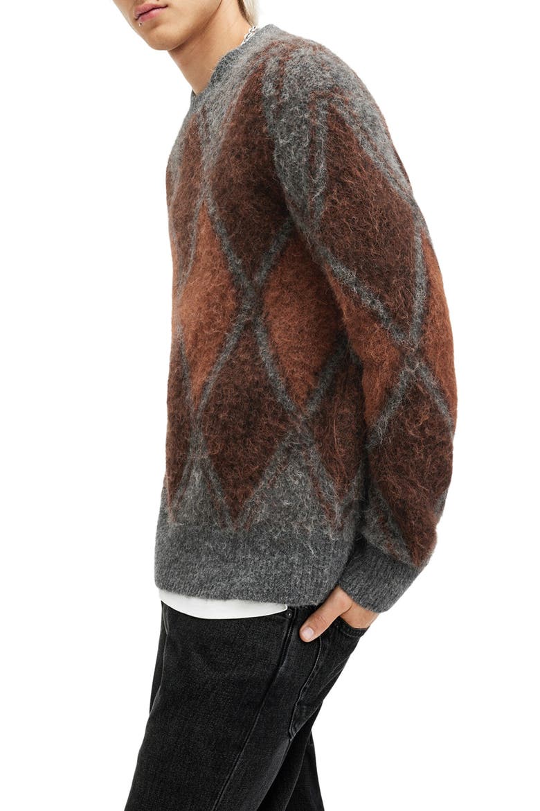 Mord Argyle Merino & Alpaca Blend Sweater, Alternate, color, CHARCOAL MARL