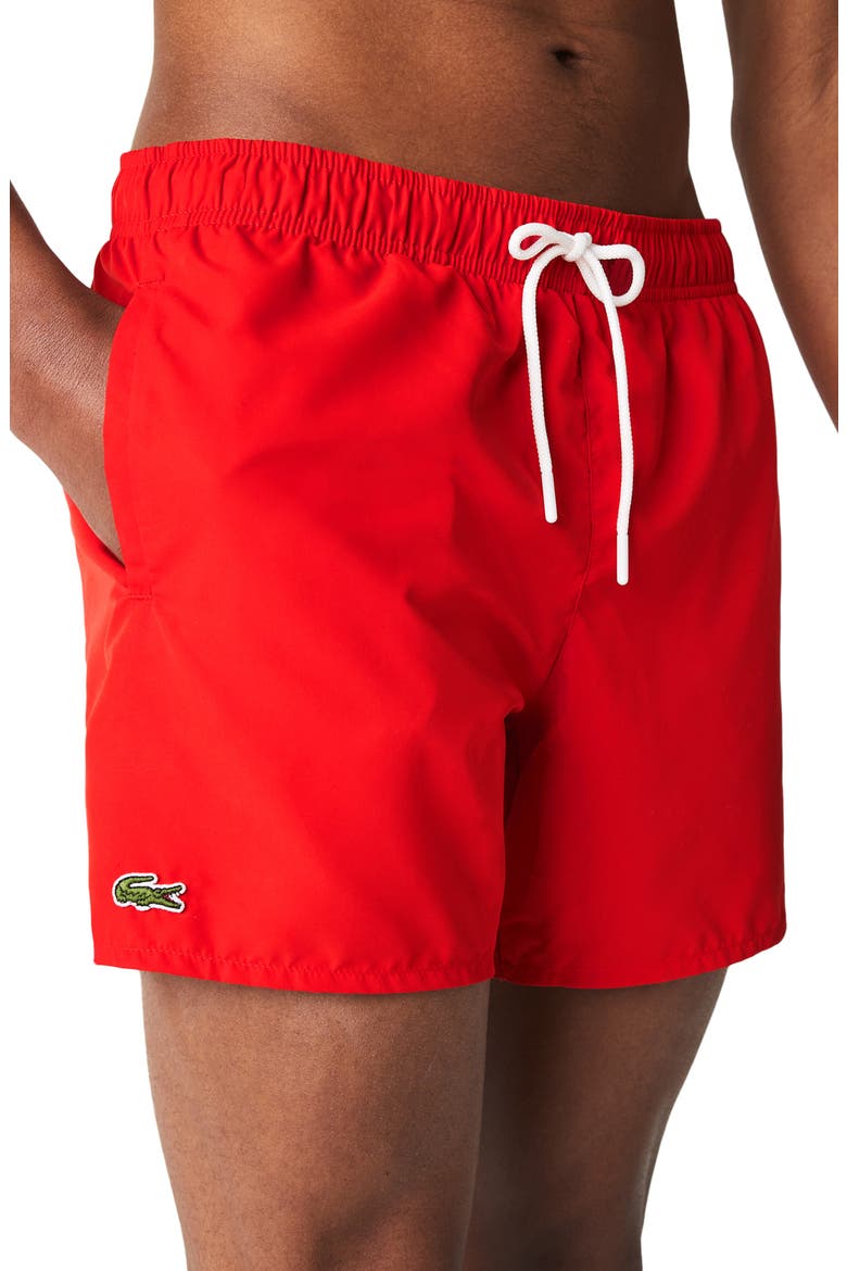 Recycled Polyester Swim Trunks, Alternate, color, 528 RED/ NAVY BLUE